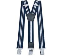Miobo - Bretelle a X, unisex, super resistenti, 4 clip inclusi, larghezza 4 cm Y gestreift dunkelblau Taglia unica