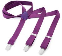 Miobo Bretelle lunghe da uomo e donna, a forma di Y, 3 clip, elastiche, strette, viola., XXL