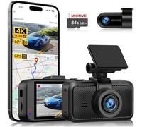 Miofive Dual Dash Cam 4K+2K anteriore e posteriore, scheda da 64 GB preinstallata, GPS Bluetooth Wi-Fi da 5 GHz, schermo IPS da 3 pollici, visione notturna HDR, modalità parcheggio 24h, avvio AI e