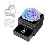 Miofula Festa della Mamma Idee Regalo,Rosa Stabilizzata Vera Regalo Mamma Compleanno,Rosa Eterna con Collana Argento 925 Donna, Migliore Mamma del Mondo, Regali Festa della Mamma, Regalo Collana Donna