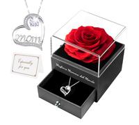 Miofula Festa della Mamma Idee Regalo,Rosa Stabilizzata Vera Regalo Mamma Compleanno,Rosa Eterna con Collana Argento 925 Donna, Migliore Mamma del Mondo, Regali Festa della Mamma, Regalo Collana Donna