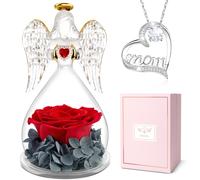 Miofula Regali Festa della Mamma Rosa Eterna Figurine Angelo con Collana Argento