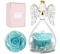Miofula Rosa Stabilizzata Angelo Regalo Donna,Rosa Eterna Angeli Figurine,Rose Stabilizzate Idee Regalo Compleanno Anniversario Regali Natale Festa della Mamma San Valentino per Mamma Nonna Fidanzata