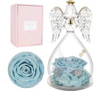 Miofula Rosa Stabilizzata Angelo Regalo Donna,Rosa Eterna Angeli Figurine,Rose Stabilizzate Idee Regalo Compleanno Anniversario Regali Natale Festa della Mamma San Valentino per Mamma Nonna Fidanzata