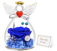 Miofula Rosa Stabilizzata Regalo Donna Compleanno, Rosa Eterna Figurine Angelo Regalo Mamma Nonna Festa della Mamma, Fiori Stabilizzati Regalo Anniversario, Regali Donna San Valentino Regali Fidanzata