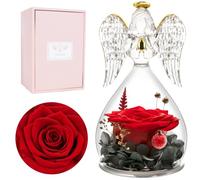 Miofula Rosa Stabilizzata Regalo Donna,Rosa Eterna Angeli Figurine,Rose Stabilizzate Regalo Donna Compleanno Anniversario, Regali San Valentino per Lei, Angelo Regali Festa della Mamma per Mamma Nonna