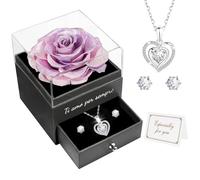 Miofula Rosa Stabilizzata Regalo Donna,Rosa Eterna con Collana Argento 925 Orecchini Donna,Ti Amo per Sempre,Regalo Donna Compleanno,Festa della Mamma Regalo Mamma Fidanzata Anniversario San Valentino