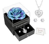 Miofula Rosa Stabilizzata Regalo Donna,Rosa Eterna con Collana Argento 925 Orecchini Donna,Ti Amo per Sempre,Regalo Donna Compleanno,Festa della Mamma Regalo Mamma Fidanzata Anniversario San Valentino