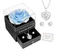 Miofula Rosa Stabilizzata Regalo Donna,Rosa Eterna con Collana Argento 925 Orecchini Donna,Ti Amo per Sempre,Regalo Donna Compleanno Anniversario,Regalo Mamma Fidanzata Festa della Mamma San Valentino