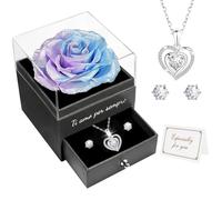 Miofula Rosa Stabilizzata Regalo Donna,Rosa Eterna con Collana Argento 925 Orecchini Donna,Ti Amo per Sempre,Regalo Donna Compleanno Anniversario,Regalo Mamma Fidanzata Festa della Mamma San Valentino