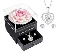 Miofula Rosa Stabilizzata Regalo Donna, San Valentino per Lei, Rosa Eterna con Collana Argento 925, Ti Amo per Sempre Regalo di Natale Anniversario Compleanno Festa della Mamma per Mamma, Fidanzata