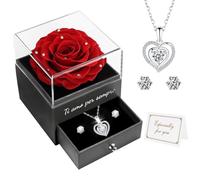 Miofula Rosa Stabilizzata Regalo Donna San Valentino per Lei, Rosa Eterna con Collana Argento 925, Ti Amo per Sempre Regalo Natale Anniversario Compleanno Festa della Mamma per Donna Mamma Fidanzata