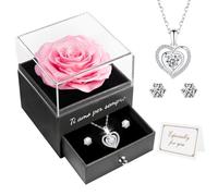 Miofula Rosa Stabilizzata Regalo Donna San Valentino per Lei, Rosa Eterna con Collana Argento 925, Ti Amo per Sempre Regalo Natale Anniversario Compleanno Festa della Mamma per Donna Mamma Fidanzata