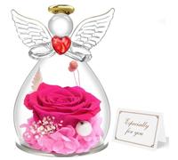 Miofula Rosa Stabilizzata Vera Regalo Donna Compleanno,Rosa Eterna Figurine Angelo Regalo Mamma Nonna,Fiori Stabilizzati Regalo Anniversario per Lei,Regali Natale Donna San Valentino Regali Fidanzata