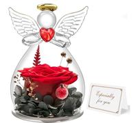 Miofula Rosa Stabilizzata Vera Regalo Donna Compleanno,Rosa Eterna Figurine Angelo Regalo Mamma Nonna,Fiori Stabilizzati Regalo Anniversario per Lei,Regali Natale Donna San Valentino Regali Fidanzata