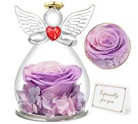 Miofula Rosa Stabilizzata Vera Regalo Donna Compleanno, Rosa Eterna Figurine Angelo Regalo per Mamma, Idee Regalo Anniversario Regali Natale San Valentino Festa della Mamma per Mamma Nonna Fidanzata