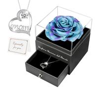 Miofula Rosa Stabilizzata Vera Regalo Mamma Compleanno, Rose Stabilizzate Regali Donna, Rosa Eterna con Collana Argento 925 Donna, Migliore Mamma del Mondo, Regalo Natale San Valentino