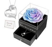 Miofula Rosa Stabilizzata Vera Regalo Mamma Compleanno, Rose Stabilizzate Regali Donna, Rosa Eterna con Collana Argento 925 Donna, Migliore Mamma del Mondo, Regalo Natale San Valentino