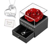 Miofula Rosa Stabilizzata Vera Regalo Mamma Compleanno, Rose Stabilizzate Regali Donna, Rosa Eterna con Collana Argento 925 Donna, Migliore Mamma del Mondo, Regalo Natale San Valentino