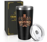 Miofula Tazza Originale Caffè da Viaggio, Regalo per Nonno Compleanno-Migliore Nonno del Mondo, 600ml Tazza da Caffè Isolata in Acciaio Inox, 20oz Mug Idee Regalo Natale