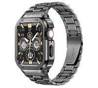 MioHHR Bande in metallo con custodia compatibile per Apple Watch Band 44mm, antiurto e banda di ricambio con custodia protettiva per iWatch Series 6/5/4/SE