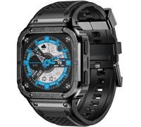 MioHHR Cassa e cinturino in acciaio inossidabile compatibili con Fitbit Versa 4/3/2/Lite/Sense/Sense 2 cinturini con custodia in metallo, robusta custodia protettiva sportiva in silicone da uomo, Nero