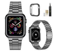 MioHHR - Cinturino di ricambio ultra sottile, compatibile con Apple Watch 44/42/40/38 mm, in acciaio INOX massiccio, per donne e uomini, per iWatch serie SE 6/5/4/3/2/1 (grigio siderale, 38/40 mm)