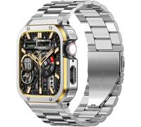 MioHHR Cinturino e cassa in acciaio inossidabile compatibile con cinturino Apple Watch da 44 mm e 42 mm, custodia protettiva in metallo per iWatch serie SE/6/5/4/3/2/1