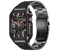 MioHHR Cinturino e cassa in acciaio inossidabile compatibile con cinturino Apple Watch da 44 mm e 42 mm (serie 3/2/1), custodia protettiva antiurto in metallo da uomo per iWatch serie 6/5/4/3/2/1/SE