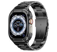 MioHHR Cinturino e custodia in acciaio inossidabile compatibile con cinturino Apple Watch da 49 mm, custodia protettiva in metallo da uomo per iWatch Ultra 2/1, nero