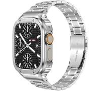 MioHHR Cinturino in acciaio inossidabile con custodia compatibile con Apple Watch Ultra 2 1 (49 mm), robusto cinturino con copertura protettiva in metallo per iWatch da uomo (argento)