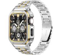 MioHHR Cinturino in metallo con custodia compatibile con Apple Watch Band 40/41 mm, custodia in acciaio inossidabile antiurto e cinturino di ricambio per iWatch Serie 8/7/6/5/4/SE
