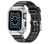 MioHHR Custodia sportiva con cinturino per iWatch compatibile con Apple Watch 44 mm Serie 6 SE 5 4, Custodia di protezione dagli urti con TPU (argento)