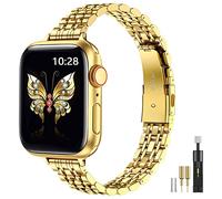 MioHHR Fascia sottile compatibile con il braccialetto Apple Watch 38 mm 40 mm 41 mm, sottile fascia a catena in metallo in acciaio inox per iWatch Bands da donna Serie 8 7 6 5 4 3 2 1 SE, oro