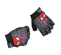 Miokkley Guanti da bici senza dita per bambini, motivo supereroi, guanti sportivi per bambini, con barra di scimmia, per arrampicata, ciclismo, pesca (nero, M per 9-12 anni)