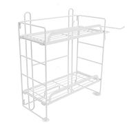 Miokycl Scaffali Portaoggetti per WC in Ferro da Parete 2 Strati Griglia Pieghevole Decorazione Domestica con Ganci per Bagno (Bianco)