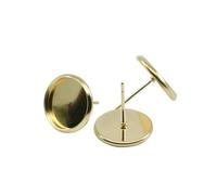 MIONGKI 20-50 Pezzi di Base per Orecchini in Ferro Inossidabile, Base per cammeo cabochon, Base per Orecchini Piatti da 8, 10, 12, 14, 16 mm, Forniture per la creazione di Gioielli.