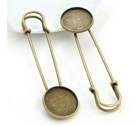 MIONGKI Spilla in Bronzo Placcato Argento/Oro Lucido, Stile Semplice, con Base cabochon, 5 Pezzi, Dimensioni Interne 18 mm, 20 mm e 25 mm