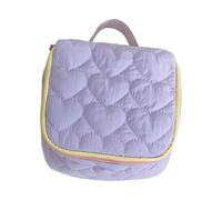 mioosho Beauty case da donna con stampa a forma di cuore, organizer per articoli da toeletta alla moda, spazioso porta trucchi con cerniera, per uso quotidiano, Viola, 14.5x14.5x8.5cm, come da