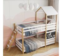 MIOOSUT Letto a Castello per Bambini, 90x200 cm, Letto per Ragazzi con Scaletta, Lavagna e Protezione Anti-Caduta, Letti per Bambini Sicuri e Funzionali, Senza Materasso