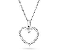 MIORE 9 carati 375 ciondolo cuore in oro bianco con zirconi + gratis 45 cm di catena in argento 925