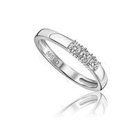 MIORE Anelli Donna, Anello di Fidanzamento/Anello Eternity Oro Bianco 14 carati 585 con 3 Diamanti 0,21 Carati, Gioielli Donna Anallergici Fatti a Mano, Consegnato con Portagioielli