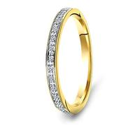 MIORE - Anello da donna in oro giallo 9 Karati 375 con diamanti da 0,05 ct anello dell'eternità