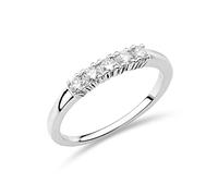 Miore Anello dell' eternità a 4 griffe con diamanti naturali da 0,25 ct in oro bianco 9 carati 375