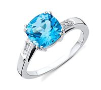 MIORE Anello Di Fidanzamento topazio e diamanti in oro bianco 9 KT 375 con brillanti 0.06 carati e topazio 2,5 carati (18)