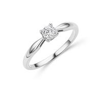 MIORE Anello Donna da Fidanzamento con Diamante, Anello con Solitario, in Oro Bianco Massiccio 375 da 9K con Diamante Solitario 0.25 ct, Anello Matrimonio con Castone 4 Griffe con Custodia Portagioie
