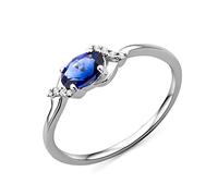 MIORE Anello Donna Oro Bianco 9KT 375 con Zaffiro Blu e Diamanti Naturali. Anello Fidanzamento con Pietra Preziosa e Brillanti. Gioielli Donna Anallergici con Scatola Portagioie Regalo