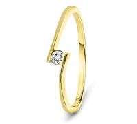 MIORE Anello Donna Oro Giallo 9KT 375. Anello Solitario con Diamante Naturale Ct 0,05. Anello Fidanzamento Elegante. Gioielli Donna Anallergici. Confezionato in Scatola Portagioie Regalo