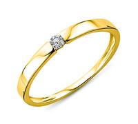 MIORE Anello Donna Solitario Anello di Fidanzamento Diamante taglio brillante Ct 0.05 en Oro Bianco/Oro Giallo 9 Kt / 375 (Giallo, 17)