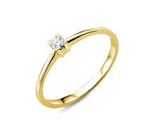 Miore Anello Donna Solitario Anello di Fidanzamento Diamante taglio brillante Ct 0.07 Oro Giallo 18 Kt / 750